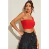 Kadın Kırmızı Tek Omuz Crop Büstiyer – Modern ve Şık Tasarım