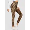 Kadın Leopar Desenli Yüksek Bel Dar Kesim Esnek Tayt – Modern ve Şık Tasarım