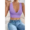 Kadın Lila Çapraz Sırt Detaylı Şık Crop Top Büstiyer