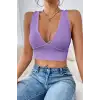 Kadın Lila Çapraz Sırt Detaylı Şık Crop Top Büstiyer