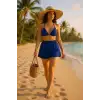 Kadın Mavi Şortlu Belden ve Boyundan Bağlamalı Bikini Takımı – Modern, Konforlu ve Günlük Kombinlere Uygun