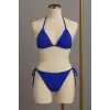 Kadın Mavi Yandan ve Boyundan Bağlamalı Bikini Mayo Takımı