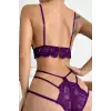 Kadın Mor Dantel Cut-Out Detaylı Şık Sütyen ve Külot Takımı – Modern, Konforlu ve Günlük Kombinlere Uygun