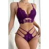 Kadın Mor Dantel Cut-Out Detaylı Şık Sütyen ve Külot Takımı – Modern, Konforlu ve Günlük Kombinlere Uygun