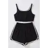 Kadın Siyah Askılı Crop Top ve Şortlu Gecelik Takım