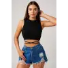 Kadın Siyah Çapraz Bağlamalı Crop Top Büstiyer – Modern ve Şık Tasarım