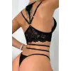 Kadın Siyah Çift Sıra Çapraz Askılı Cut-Out Tanga Detaylı Şık Takım – Modern, Konforlu ve Günlük Kombinlere Uygun