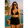 Kadın Siyah Şortlu Belden ve Boyundan Bağlamalı Bikini Takımı – Modern, Konforlu ve Günlük Kombinlere Uygun