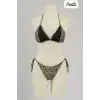 Kadın Siyah ve Leopar Detaylı Yandan Bağlamalı Bikini Takımı – Modern, Konforlu ve Günlük Kombinlere Uygun