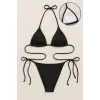 Kadın Siyah Yandan ve Boyundan Bağlamalı Bikini Mayo Takımı – Modern, Konforlu ve Günlük Kombinlere Uygun
