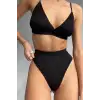 Kadın Siyah Yüksek Bel Dolgusuz Slip Takım – Modern, Konforlu ve Günlük Kombinlere Uygun