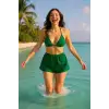 Kadın Yeşil Şortlu Belden ve Boyundan Bağlamalı Bikini Takımı – Modern, Konforlu ve Günlük Kombinlere Uygun