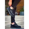 KB-006 Kuback Siyah Cilt Siyah Yüksek Taban Bağcıklı Günlük Erkek Ayakkabı