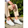 KB-114  Kuback Beyaz Triko Yüksek Taban Bağcıksız Günlük Erkek Ayakkabı
