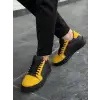 KB-X46 Kuback Siyah Sarı Yüksek Siyah Taban Günlük Spor Ayakkabı