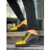 KB-X46 Kuback Siyah Sarı Yüksek Siyah Taban Günlük Spor Ayakkabı