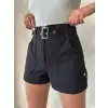 Kemer detaylı gabardin şort siyah s25289