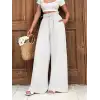 Keten bağcıklı beyaz pantolon
