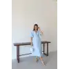 Kısa kollu müslin elbise mavi pt