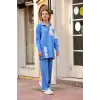 Kuş gözü triko takım Mavi