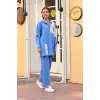 Kuş gözü triko takım Mavi