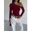 Omuz detaylı kollu bluz bordo f2336