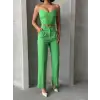 Palazzo pantolonlu alt üst takım yeşil