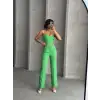 Palazzo pantolonlu alt üst takım yeşil