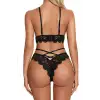 Siyah Çapraz Ip Detaylı Şık Sütyen Külot Takım