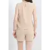 Şortlu Ayrobin takım bej
