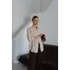 Tek cepli müslin gömlek bej pt