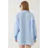 Tek cepli müslin gömlek mavi pt