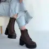 Tsan Kahverengi Cilt Bağcıklı Topuklu Bot
