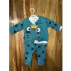 3-12 aylık kurbağa desenli üçlü takım koyumavi