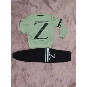 3-9 yaş z baskılı alt üst takım siyahmint erkek çocuk