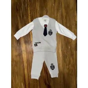 6-24 aylık kravatlı üçlü takım gri