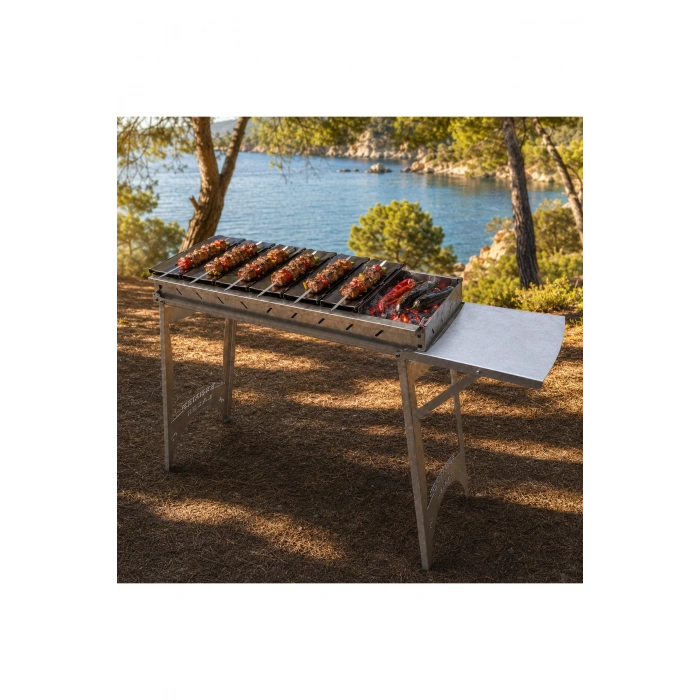 Lazer Metal F3 Katlanır Mangal – Modüler Izgaralı - Modüler Masa Tabelası- Yan Masal Tabelası ve Taşıma Çantalı (Katlandığında 3cm yüksekliğindedir)