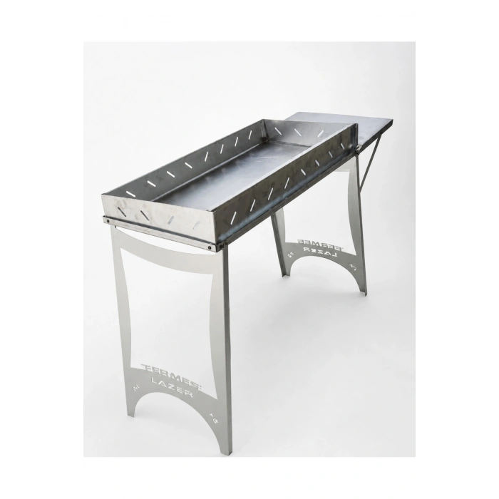 Lazer Metal F3 Katlanır Çelik Mangal – Yan Masalı, Portatif Kamp ve Piknik Mangalı 76*80 cm