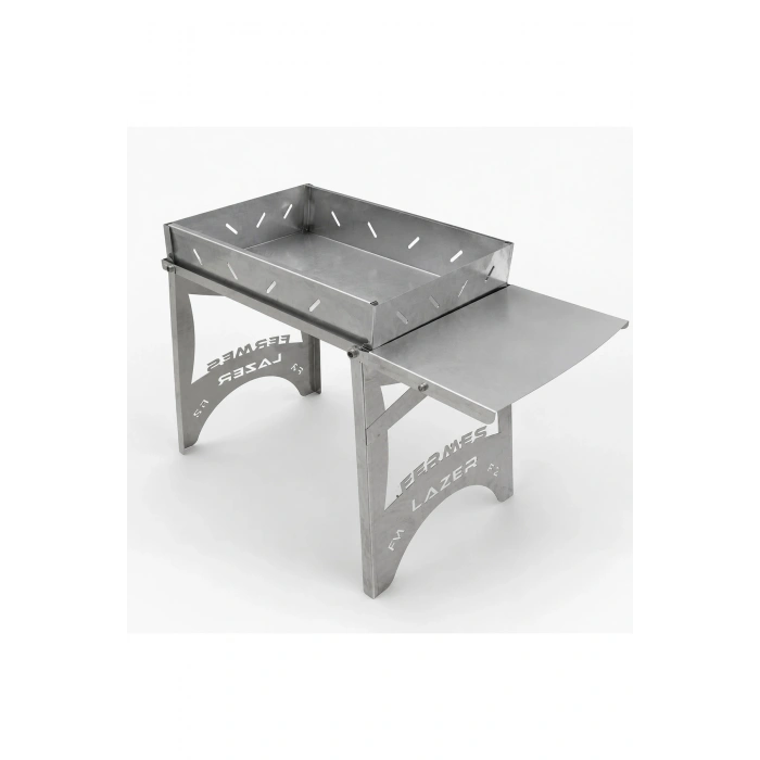Lazer Metal F2 Katlanır Çelik Mangal – Yan Masalı, Portatif Kamp ve Piknik Mangalı 49*50 cm