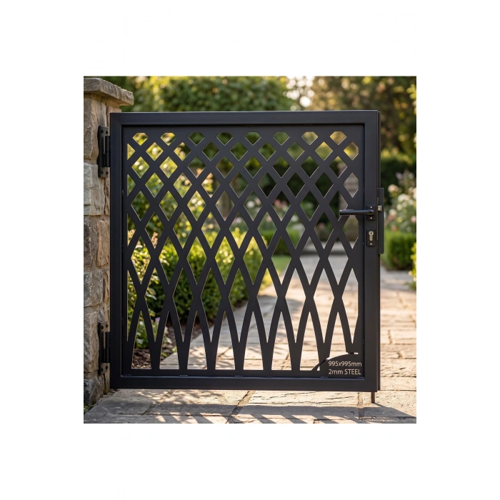 Lazer Metal 995x995 mm 2 mm Kalınlık St37 Kalite Ham Sac Desenli Bahçe Kapısı ÜRÜN BOYASIZDIR!
