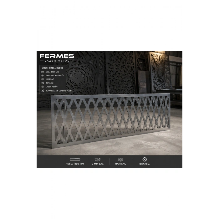 LAZER METAL 2 MM HAM SAC DEKORATİF KORKULUK PANELİ 495 × 1195 mm