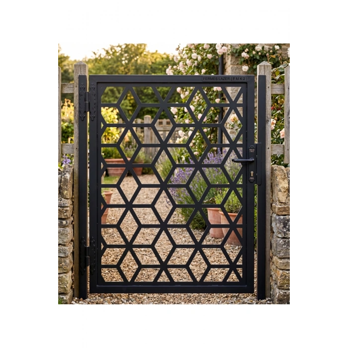Lazer Metal 995x995 mm 2 mm Kalınlık St37 Kalite Ham Sac Desenli Bahçe Kapısı ÜRÜN BOYASIZDIR!