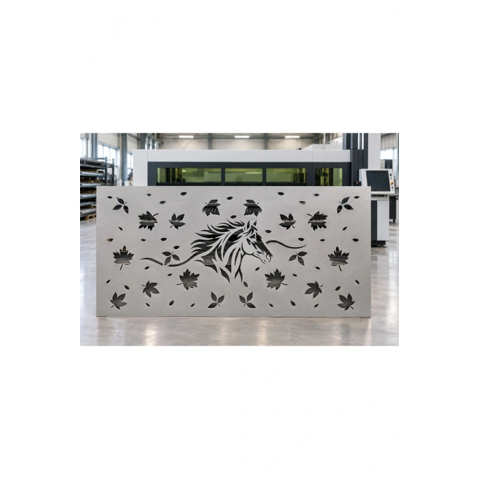 Lazer Kesim At ve Yaprak Deseni Ham Sac Panel Korkuluk (1995mmx995 mm - 2mm Boyasız Sac)