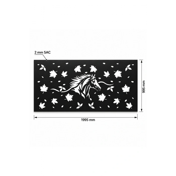 Lazer Kesim At ve Yaprak Deseni Ham Sac Panel Korkuluk (1995mmx995 mm - 2mm Boyasız Sac)