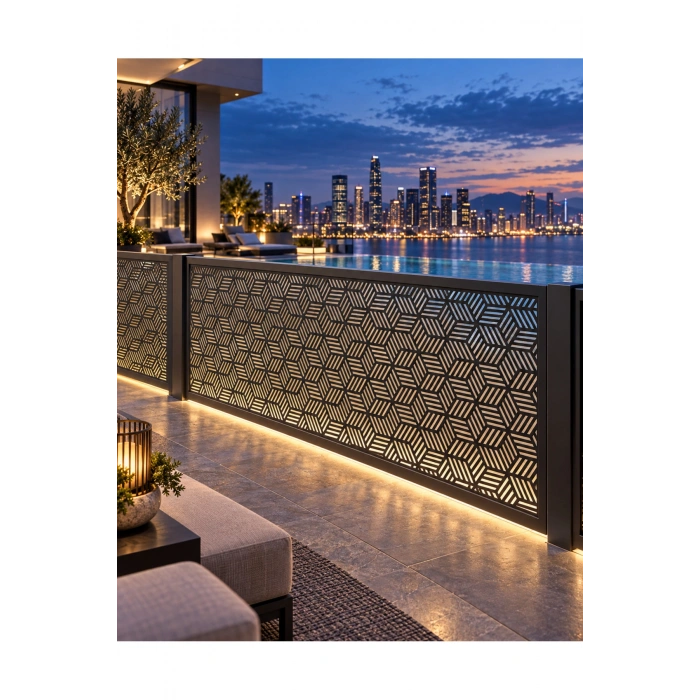 Lazer Metal Dekoratif Desen 2 mm Ham Sac Panel Korkuluk ( 1995mm x 995mm ) Boyasız Sac