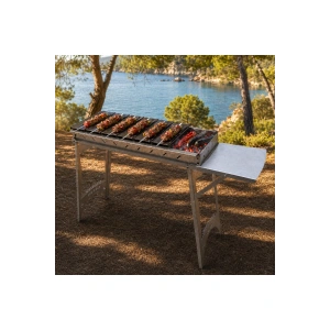Lazer Metal F3 Katlanır Mangal – Modüler Izgaralı - Modüler Masa Tabelası- Yan Masal Tabelası ve Taşıma Çantalı (Katlandığında 3cm yüksekliğindedir)