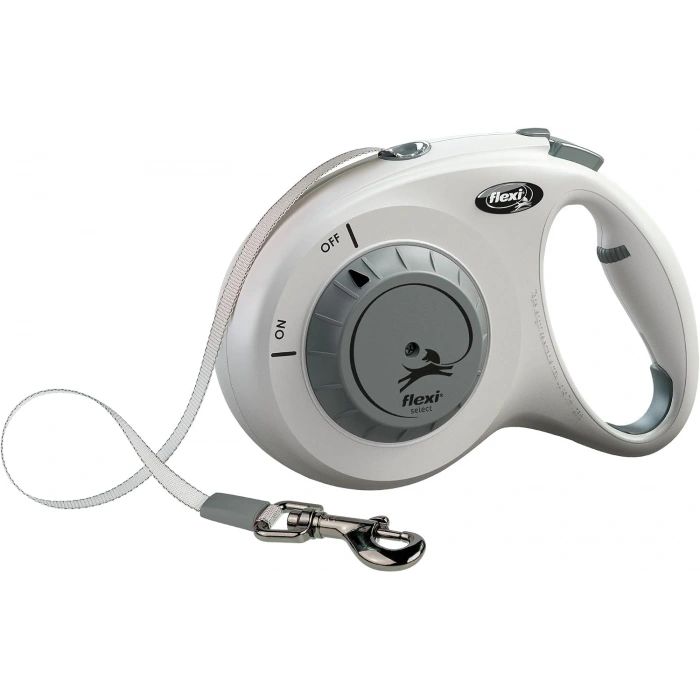 Flexi Select Otomatik Şerit Köpek Gezdirme Kayışı 7m [M] (Açık Gri)