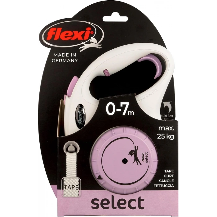 Flexi Select Otomatik Şerit Köpek Gezdirme Kayışı 7m [M] (Lila)