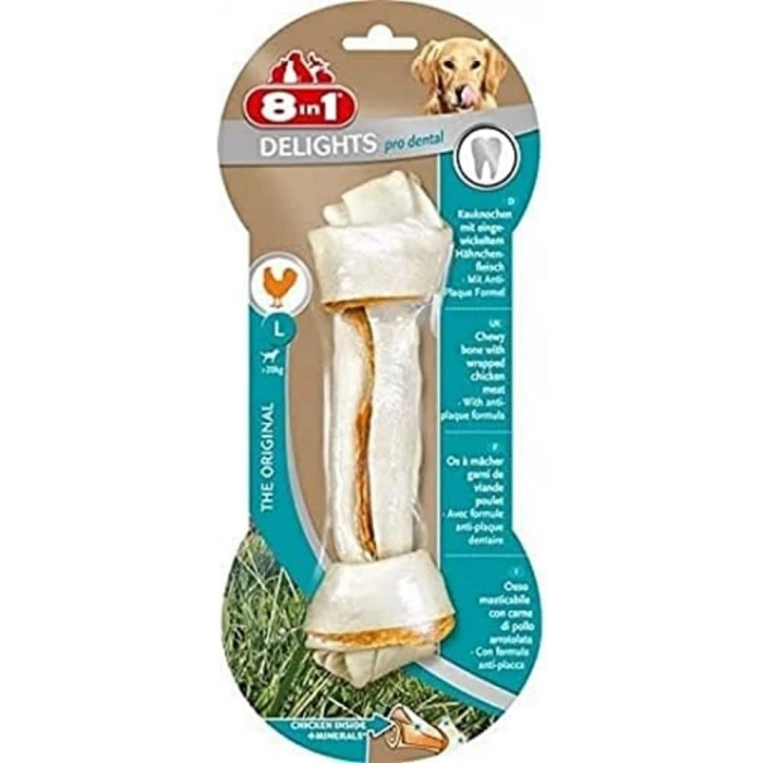 8in1 Delights Pro Dental Diş Sağlığı için Tavuk Etli Düğümlü Köpek Kemiği 85gr [L]