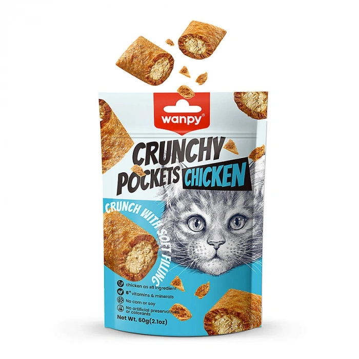 Wanpy Crunchy Pockets Tavuklu Kedi Ödül Maması 60gr